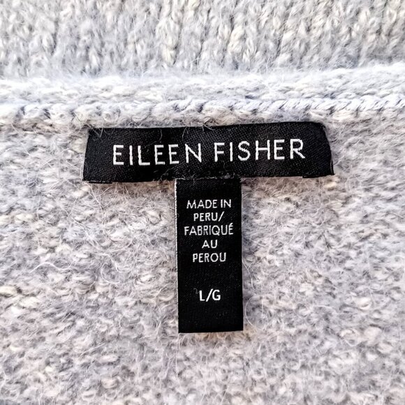 Eileen Fisher Blue Alpaca Cotton Side Slit Pullover Sweater - FLAWED - Picture 5 of 6